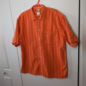 THE NORTH FACE Orange Short Sleeve Men Button Down Shirt Size XL 100% Cotton
